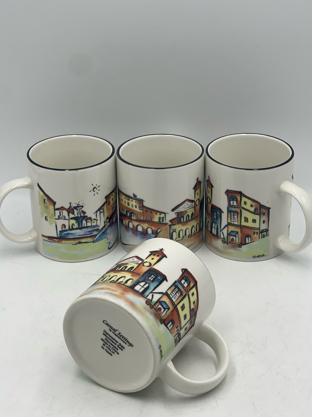 Casual Settings Majesticware Italia by Apple Village Illustrated Stoneware Mugs